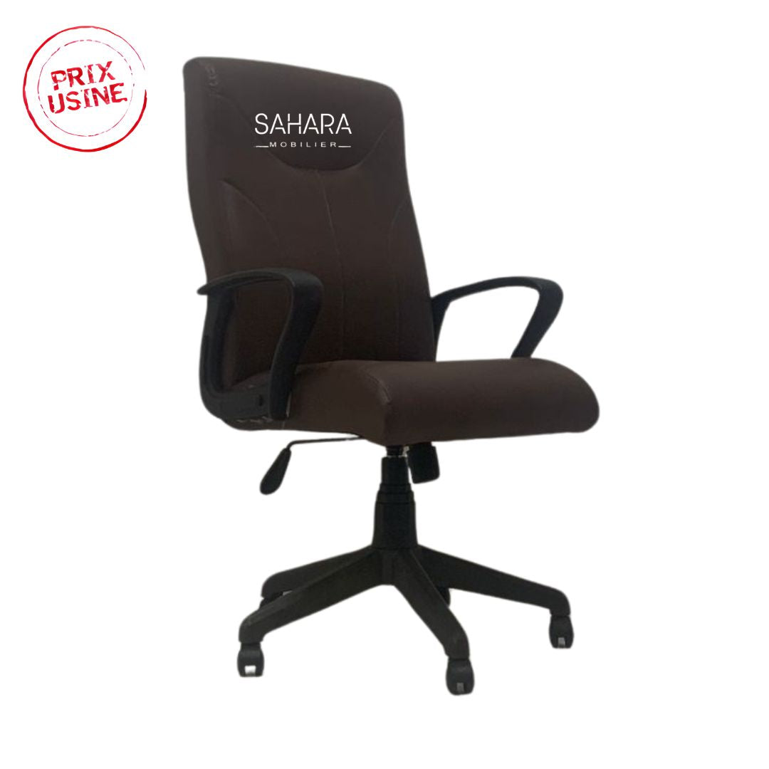 fauteuil en simili cuir roulant marron piètement en PVC